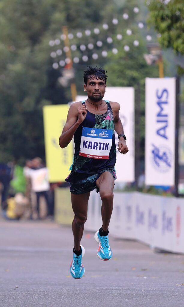 Women’s elite field at the Vedanta Delhi Half Marathon in 2023 with a timing of 1:18:01.