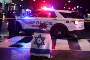 Police and emergency responders near Jewish Museum in Washington after shooting