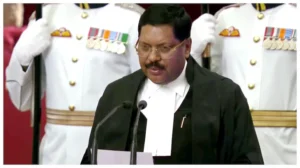 Justice BR Gavai taking oath administered by President Droupadi Murmu at Rashtrapati Bhavan