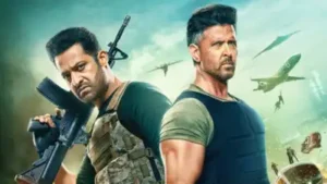 War 2 teaser poster featuring Hrithik Roshan and NTR in intense spy avatars