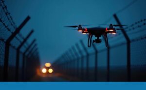 Pakistani drone flying over India-Pakistan border near Amritsar at night.