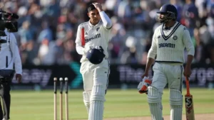 Jadeja and Gill in a tense moment on the cricket field.