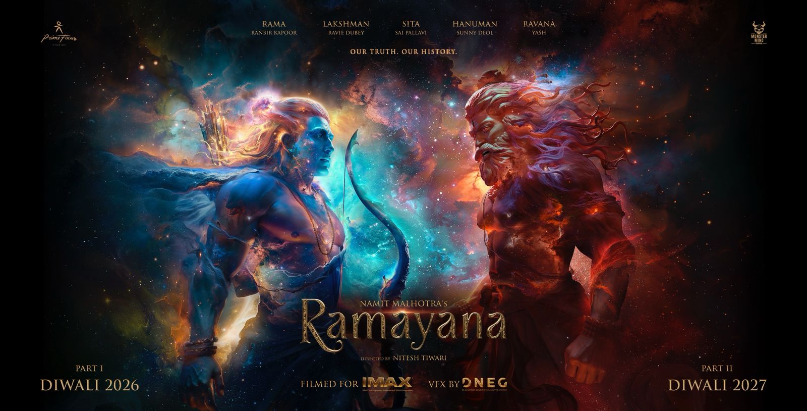 Ramayana 2026 official poster featuring Ranbir Kapoor as Rama and Yash as Ravana