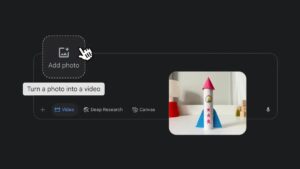 Google Gemini interface converting a photo into a video