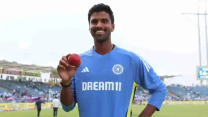 লর্ডস টেস্টে উইকেট নেওয়ার পর ওয়াশিংটন সুন্দর উদযাপন করছেন
