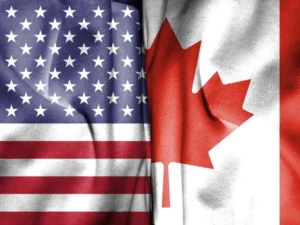 US and Canadian flags representing trade relations