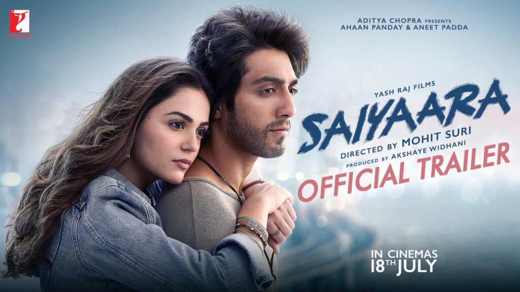 Ahaan Panday and Aneet Padda pose in a romantic still from the movie Saiyaara
