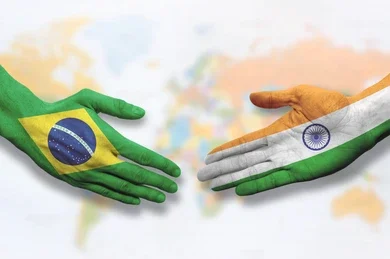 India and Brazil flags symbolizing partnership