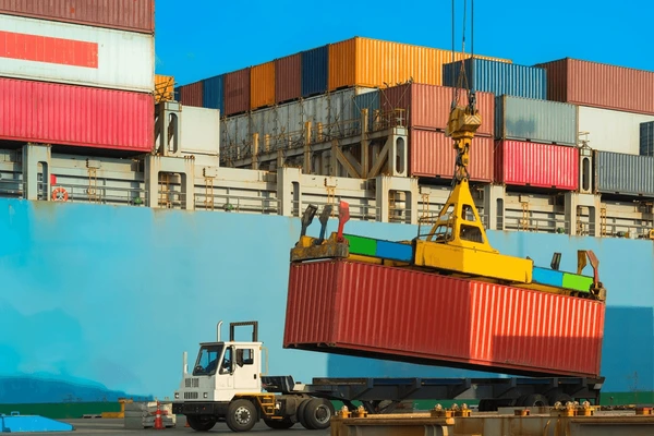 Shipping container symbolizing international trade and tariffs