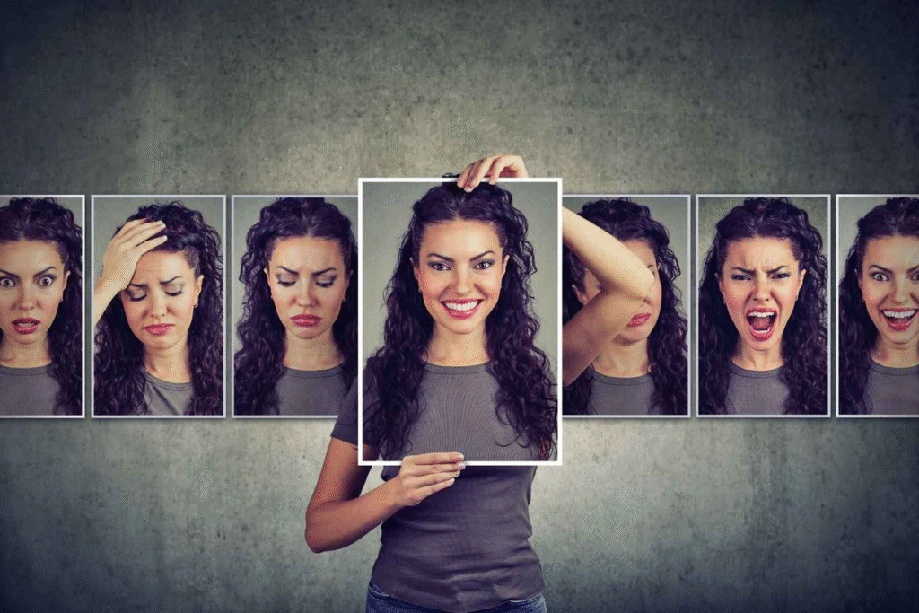 Person experiencing a range of emotions during antidepressant withdrawal.