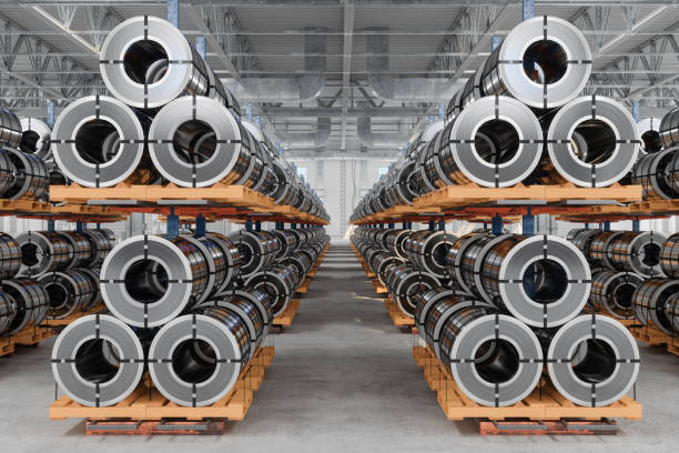 Stacks of steel and aluminum products potentially impacted by new U.S. tariffs aimed at protecting domestic industries