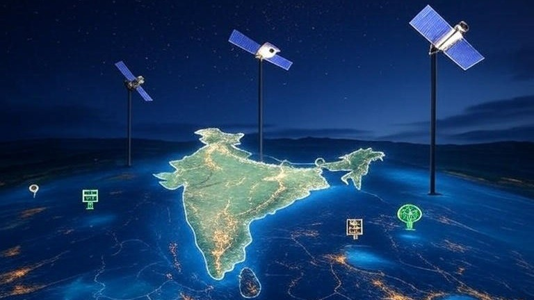 Map showing projected Starlink satellite coverage in India for 2025 rollout