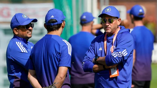 Indian cricket team in a huddle during tense moments at Lord’s