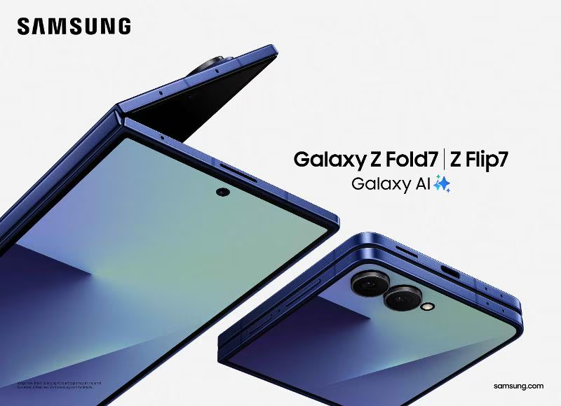Sleek design of Samsung Galaxy Z Fold 7 open in multitasking mode