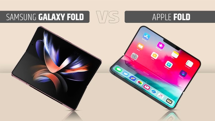 Visual comparison of Samsung Galaxy Fold and conceptual Apple foldable phone
