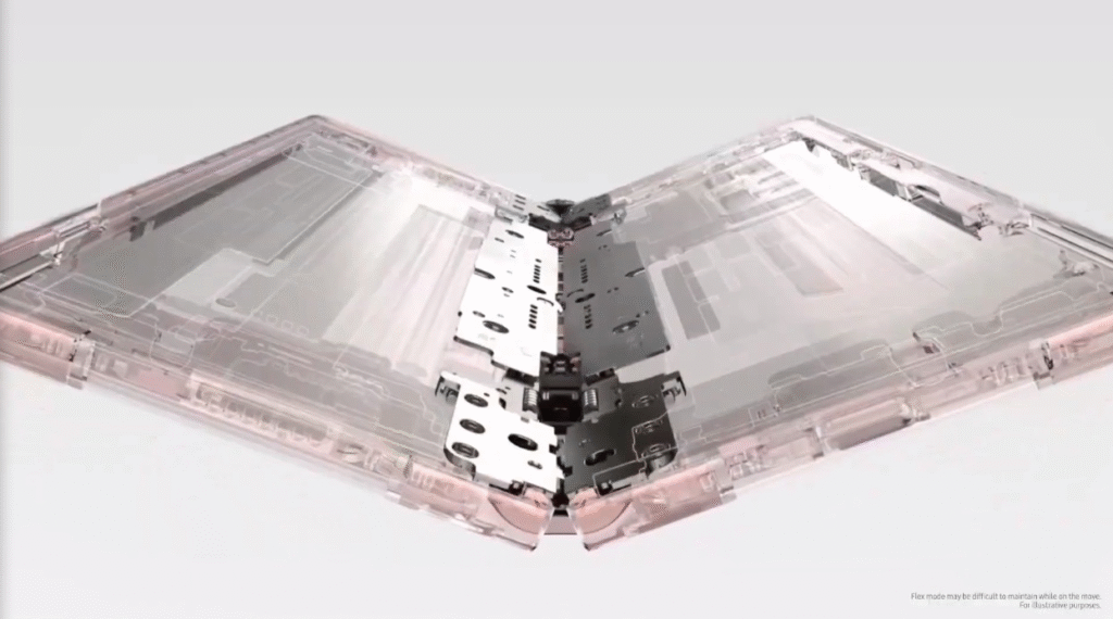 Close-up image of Samsung Galaxy Z Fold hinge mechanism expected in Z Fold8