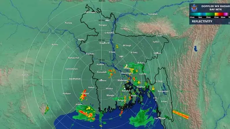 দক্ষিণবঙ্গে নিম্নচাপ দেখানো মানচিত্র - আবহাওয়া দফতর