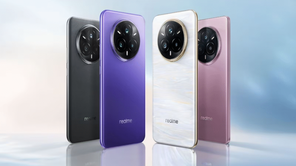 The Realme 15 Series smartphones displayed in multiple color variants, highlighting sleek and modern design