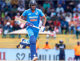 Shubman Gill batting during a cricket match.